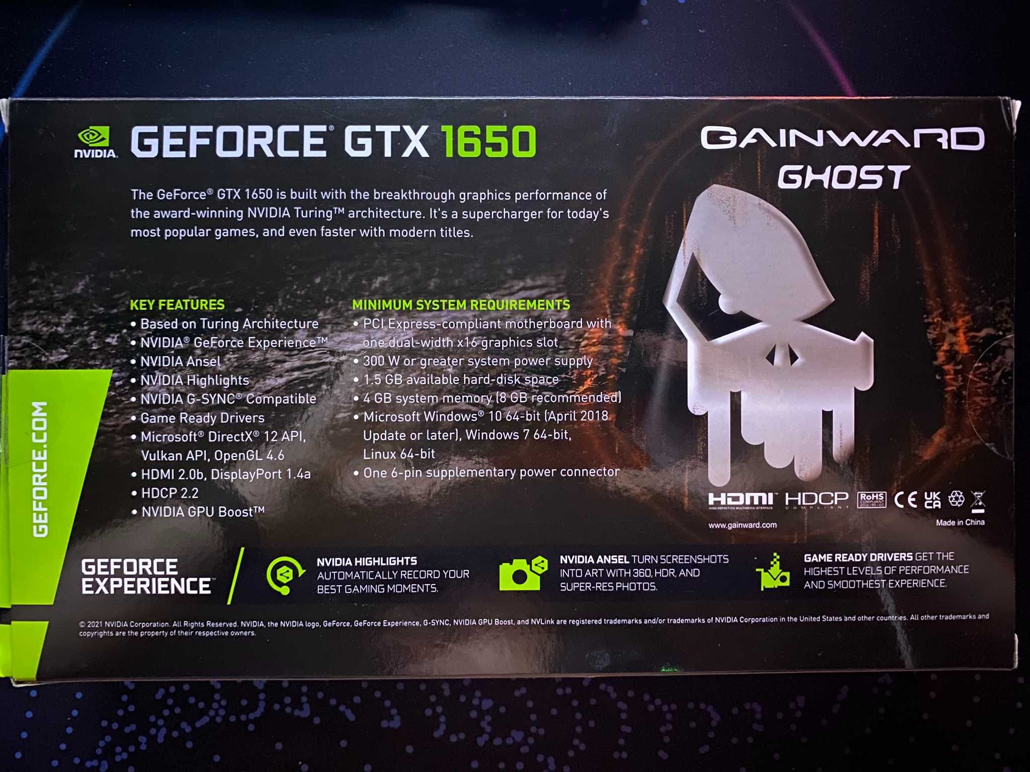 Placa Video GTX 1650 4GB 128-bit GDDR6 Gainward Ghost