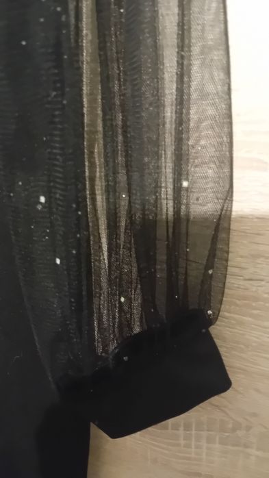 Парти черна рокля с тюл