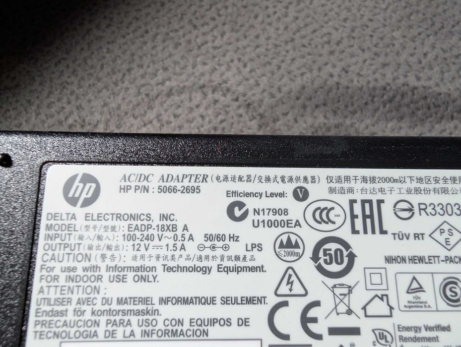 HP 5066-2695 Delta 100-240V 12V 1.5A EADP-18XB NOU