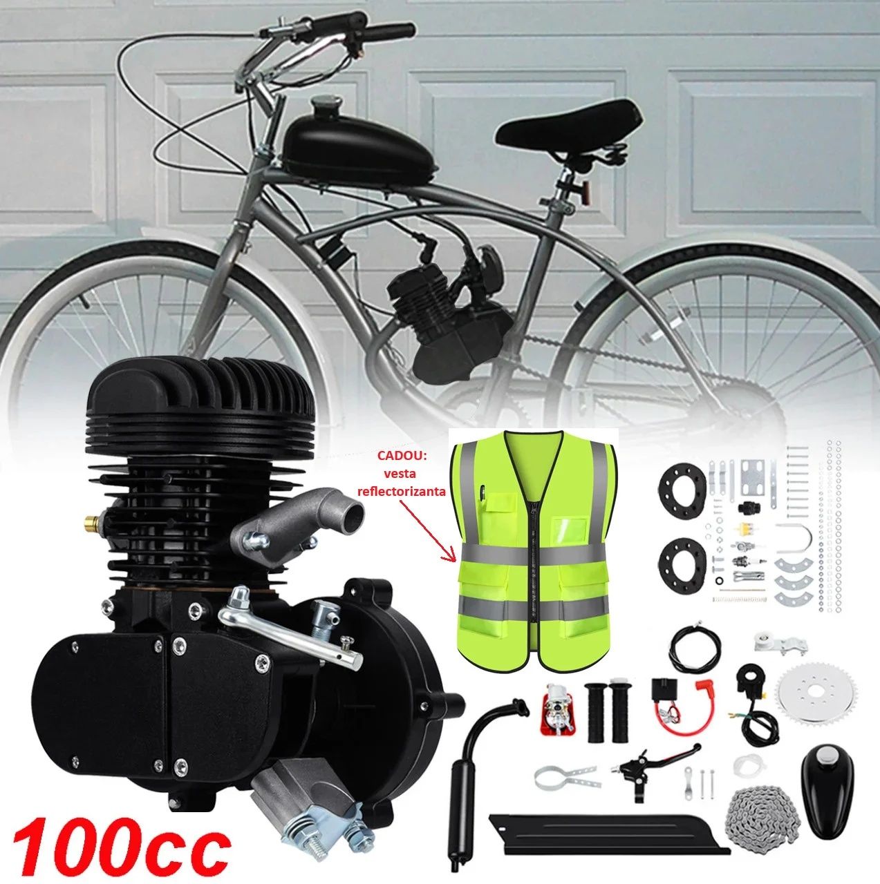 Kit motor bicicletă 100 cc³ Negru SIGILAT