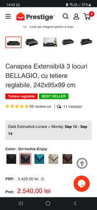 Canapea extensibila 3 locuri