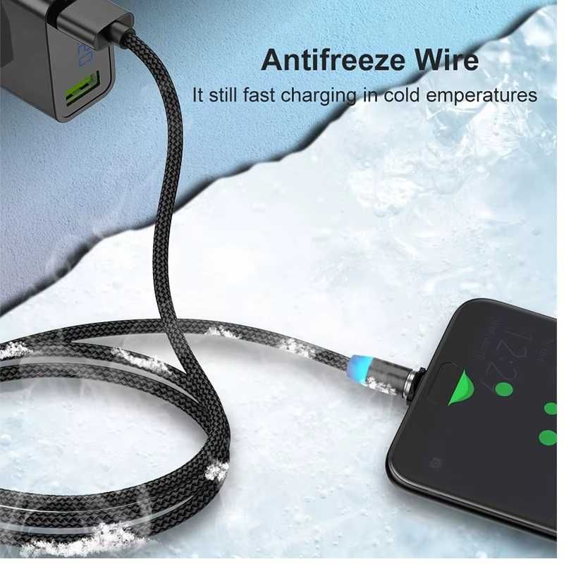 USB магнитен 2м кабел за бързо зареждане iPhone microUSB Type-C букса
