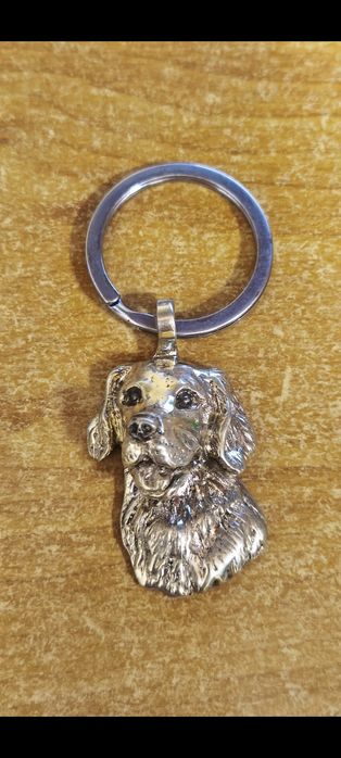 Ръчно изработен ключодържател Golden Retriever от бижутерски бронз