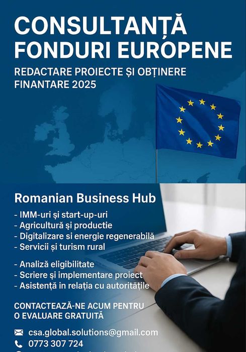 Consultanță fonduri europene redactare proiecte și obținere finanțare