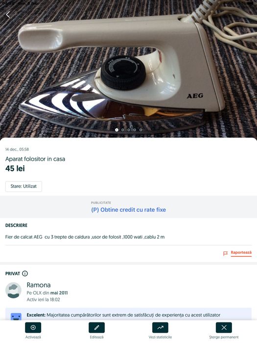aparat cafea, fier de calcat, parabolica si robinet