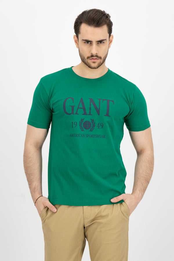 Livrare 10 lei Tricou GANT cu logo, retro bumbac ,verde,L, original
