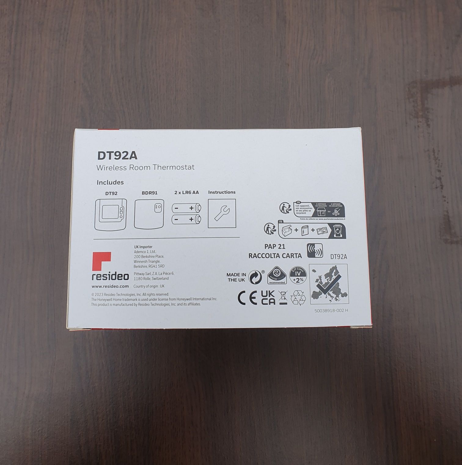 Termostat de ambient, wireless, pentru centrala, Honeywell DT92A