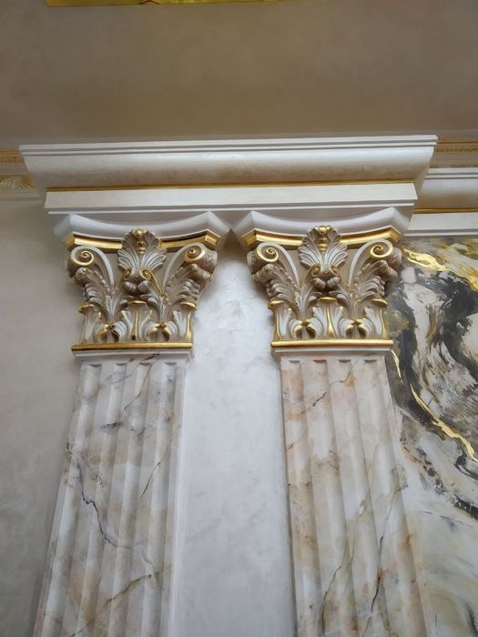 Тилла сусал поталь ёпиштириш тяга турлаш, позолото золочение лепнин