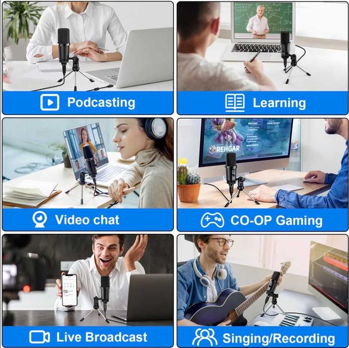 Microfon de studio profesional Condensator cu fir USB