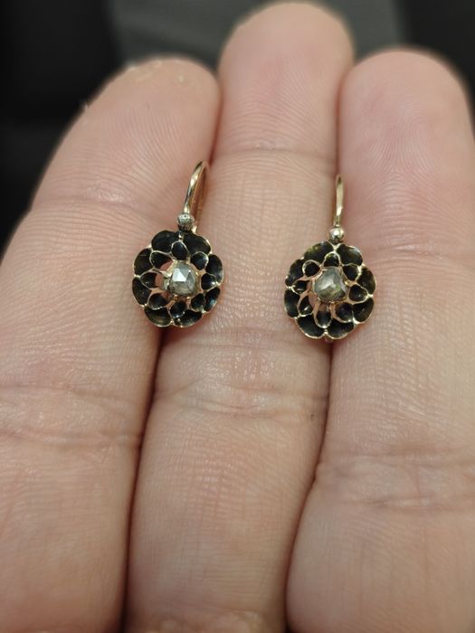 Cercei vechi aur diamante in