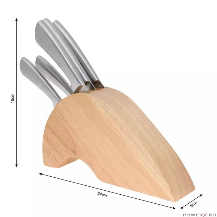 Set cutite din inox, suport lemn, 6 piese, Kinghoff