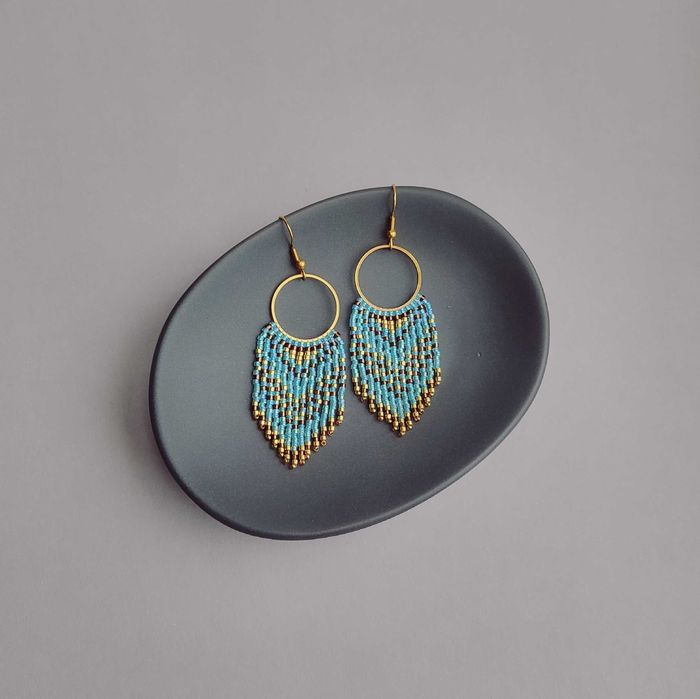 Ръчно изработени обеци, Японски мъниста, Неръждаема стомана, Стилни