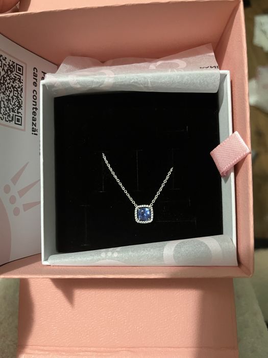 Colier Pandora original – Sparkling Square Blue Halo