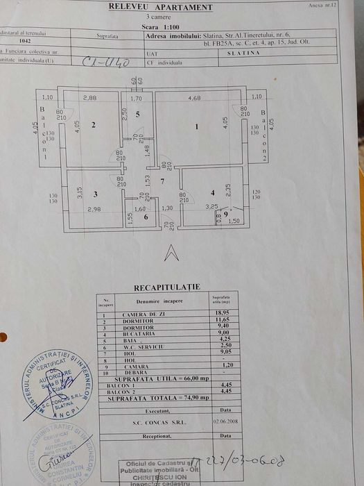 Vand Apartament 3 camere, zona casa tineretului
