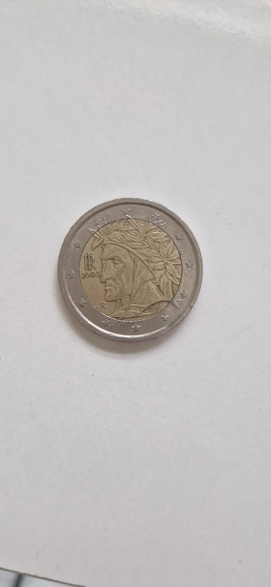 Рядка монета 2 Euro с лика на Данте Алигиери