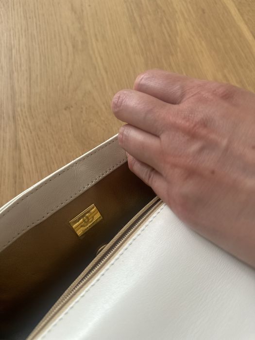 geanta piele naturala alba