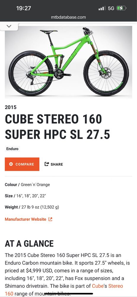Cube stereo 160 mm carbon