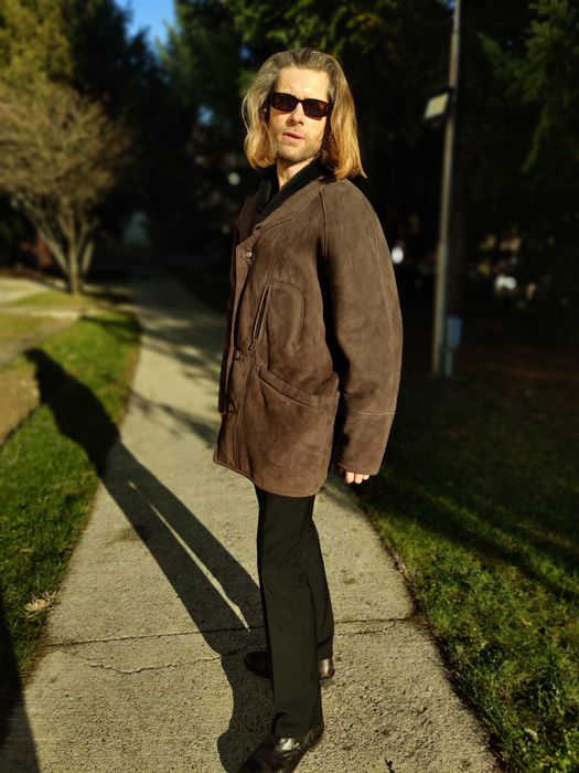 Cojoc barbat blana naturala miel XXL 54 NOU Maro Bej Sherling