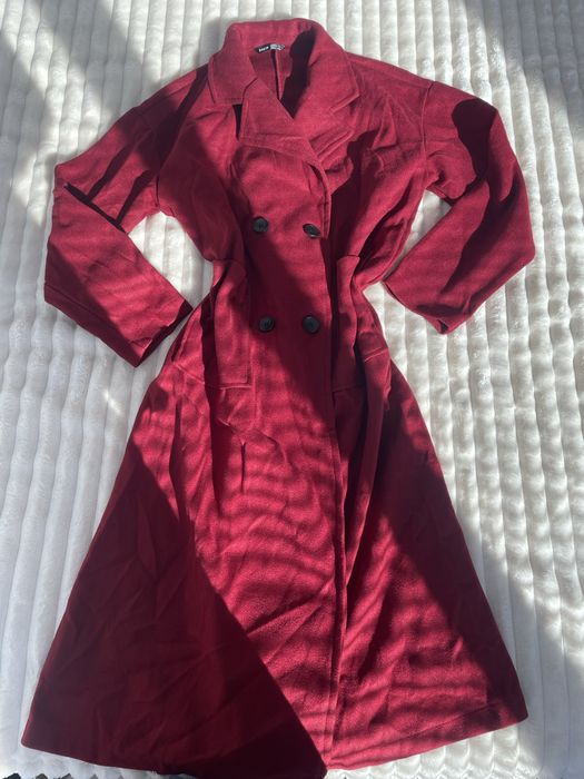 Дълго палто в бордо L/XL