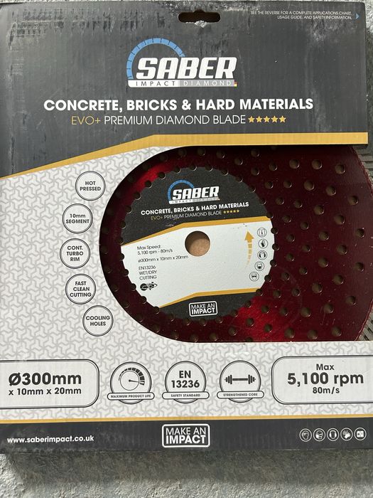 Disc de taiat diamantat de impact universal Sabre Evo+ (300x20mm)