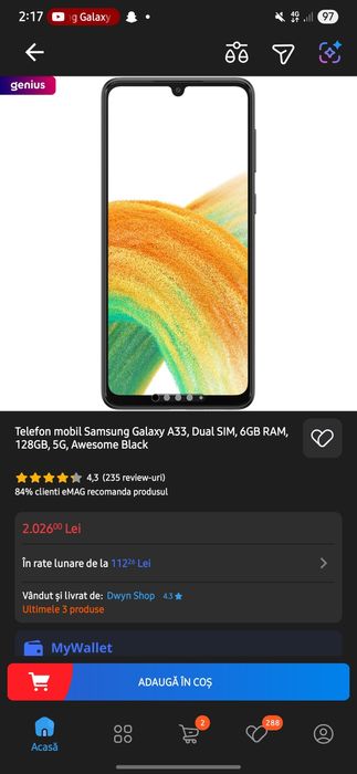 Vând telefon Samsung Galaxy A33 5G ca nou
