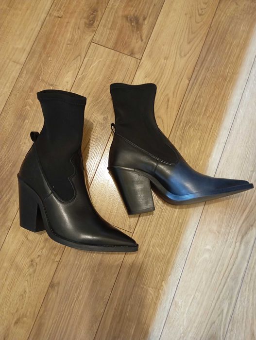 Елегантни боти еко кожа Манго черни