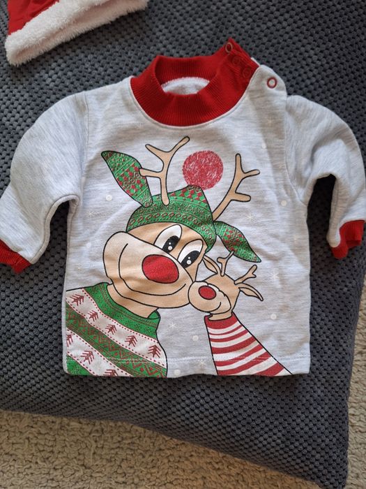 Коледни дрехи бебе 3м/62см Christmas + подарък дрехи момче