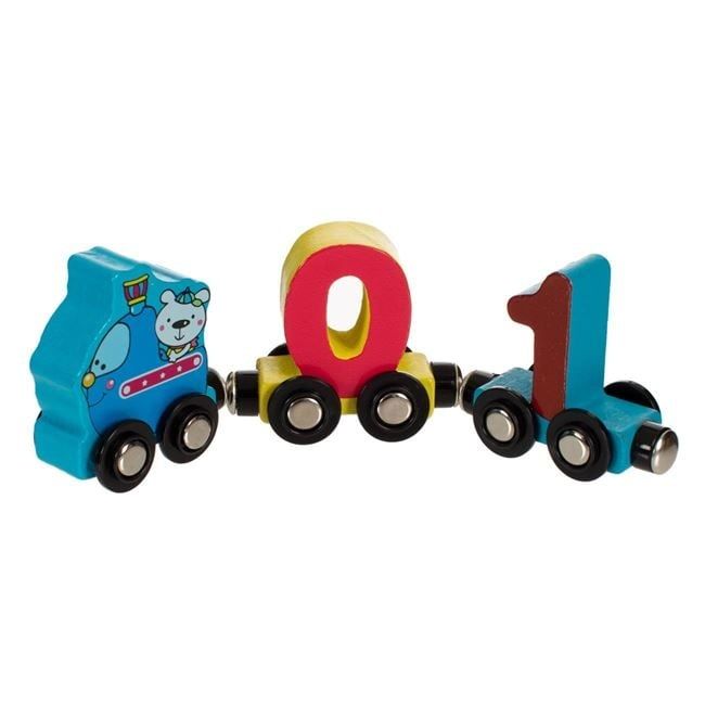 Дървено влакче с цифри/магнитно дървено влакче
