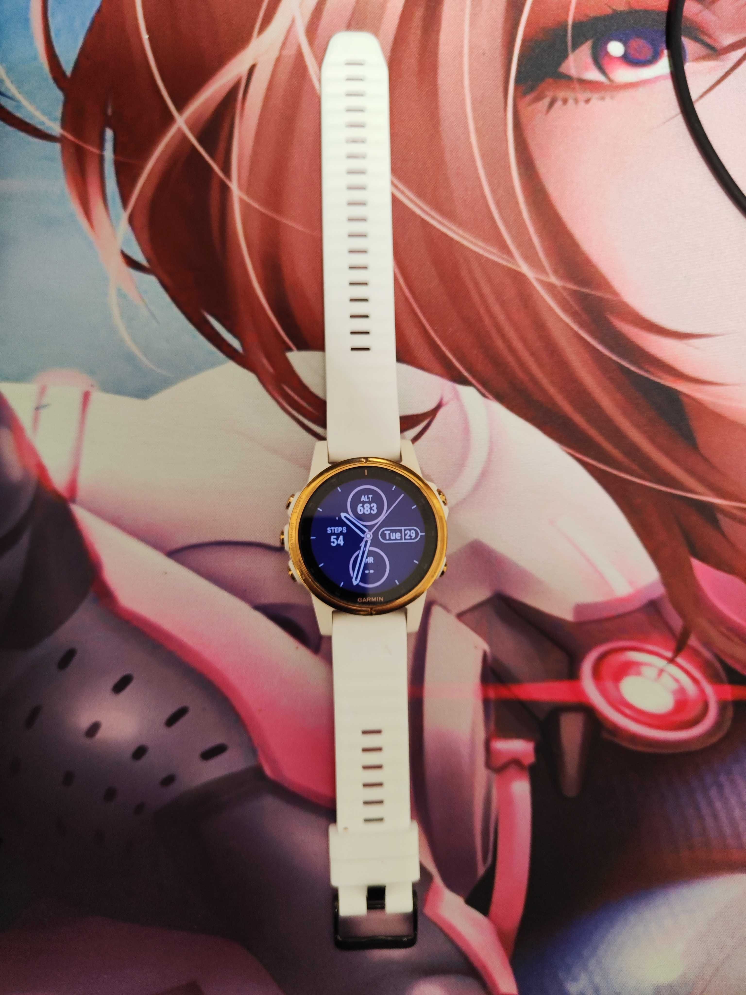Часовник Smartwatch Garmin Fenix 5S Plus, HR, GPS, Бял Saphire GPS