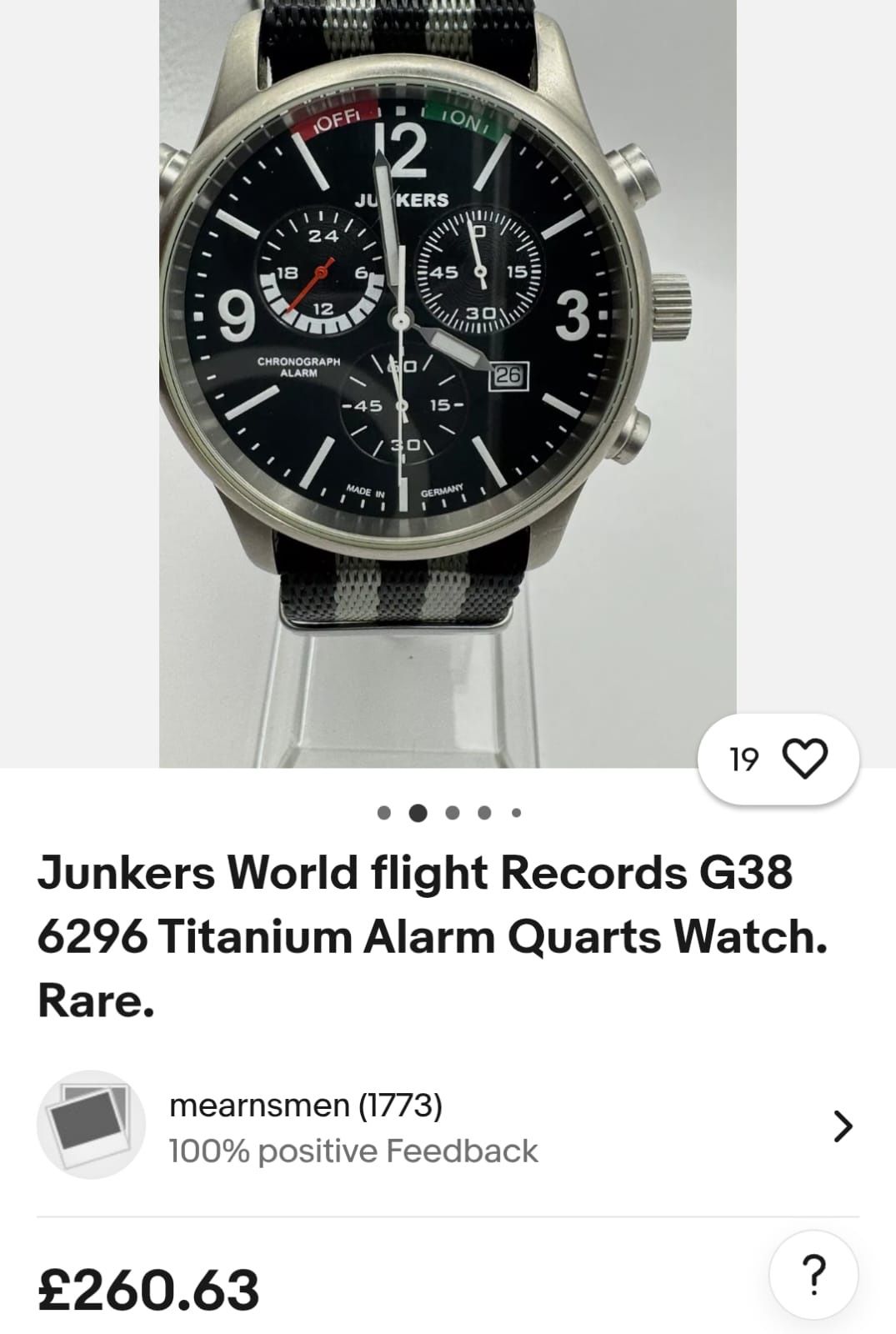 Ceas Bărbătesc Chronograph Junkers Flight Record G38 Titan-Alarm