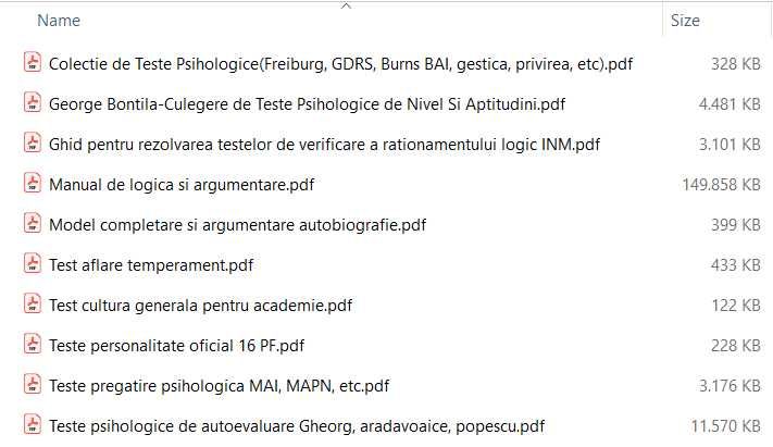 Teste psihologice explicate pentru MAI MAPN SRI STS INM