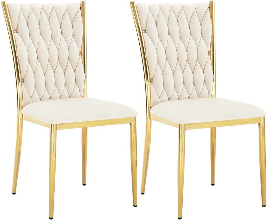 Трапезен стол модерен дизайн 2 броя комплект WOLTU цвят крем