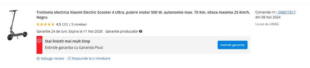 Trotineta electrica Xiaomi Electric Scooter 4 Ultra