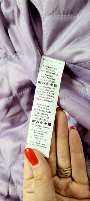 Palton stofa Fucsia Fabricat in Romania marime S/M