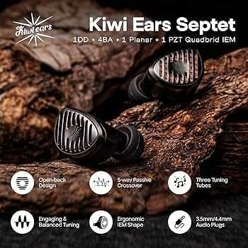 Kiwi Ears Septet 1DD + 4BA + 1 Planar + 1 PZT Quadbrid IEM Casti HiFi