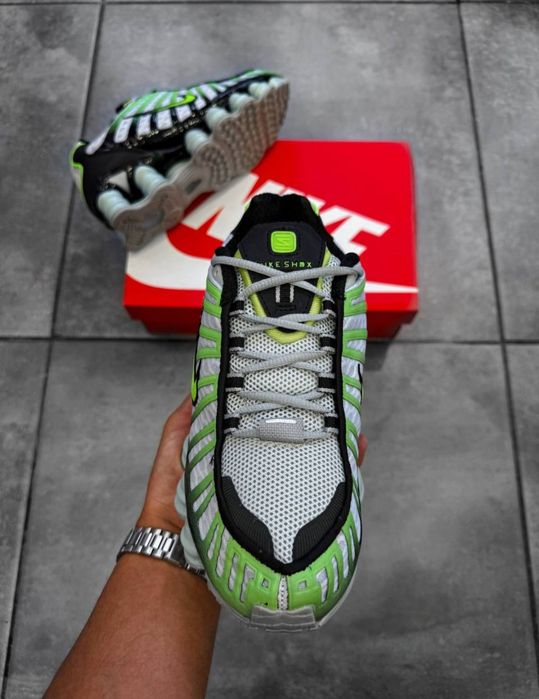 Nike Shox TL - Сиво, черно и неоново зелено мъжки маратонки