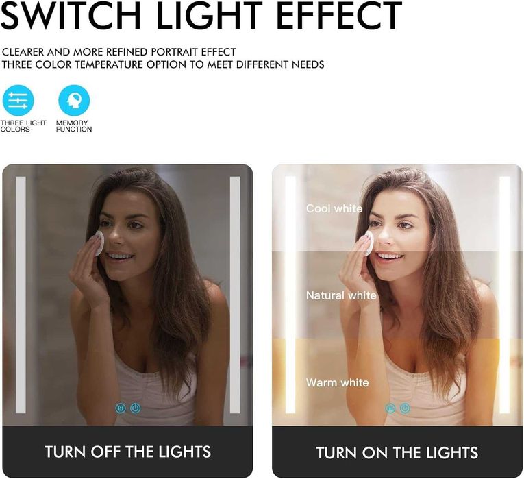 Dulap baie cu Oglinda + antiaburire+ LED 50x70cm, REDUS de la 980RON