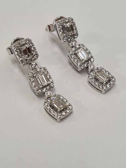 Cercei din aur alb, 18k cu diamante naturale, CAU198