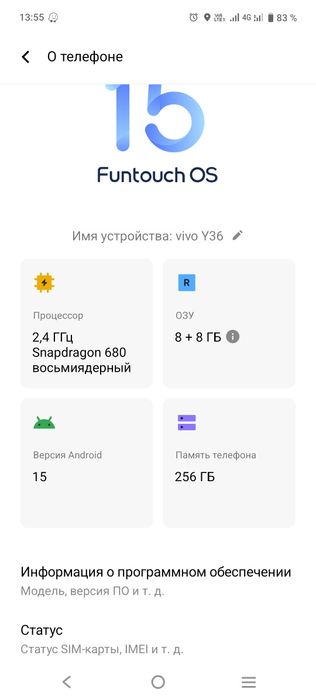Sotiladi vivo y36 8/256