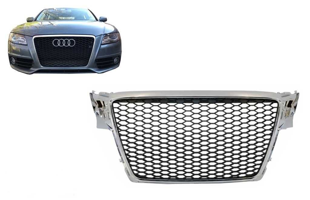 Решетка Ауди А4 Б8 Без емблема Пчелна пита Хром рамка Audi a4 s line