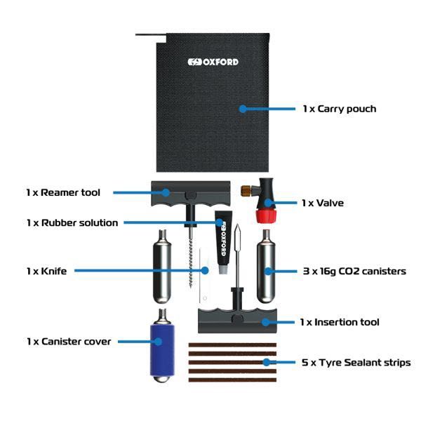 Kit Reparatie Pana Anvelopa Auto Moto Atv Snur CO2 OXFORD Kit OX720