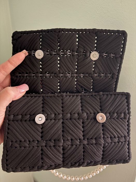 Дамска черна ръчно изработена елегантна чанта