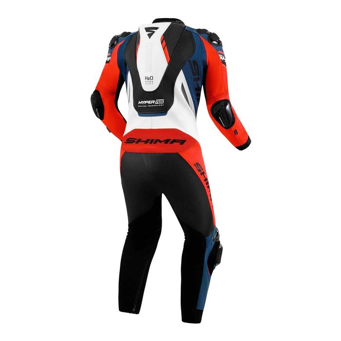Кожен мото екип SHIMA RS-01 Blue/White,1част,гърбица,протектори