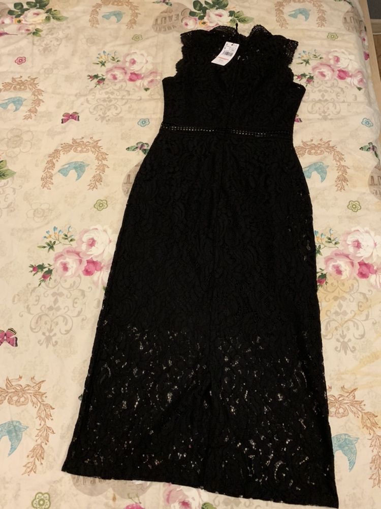 Rochie dantela si broderie Mango 38