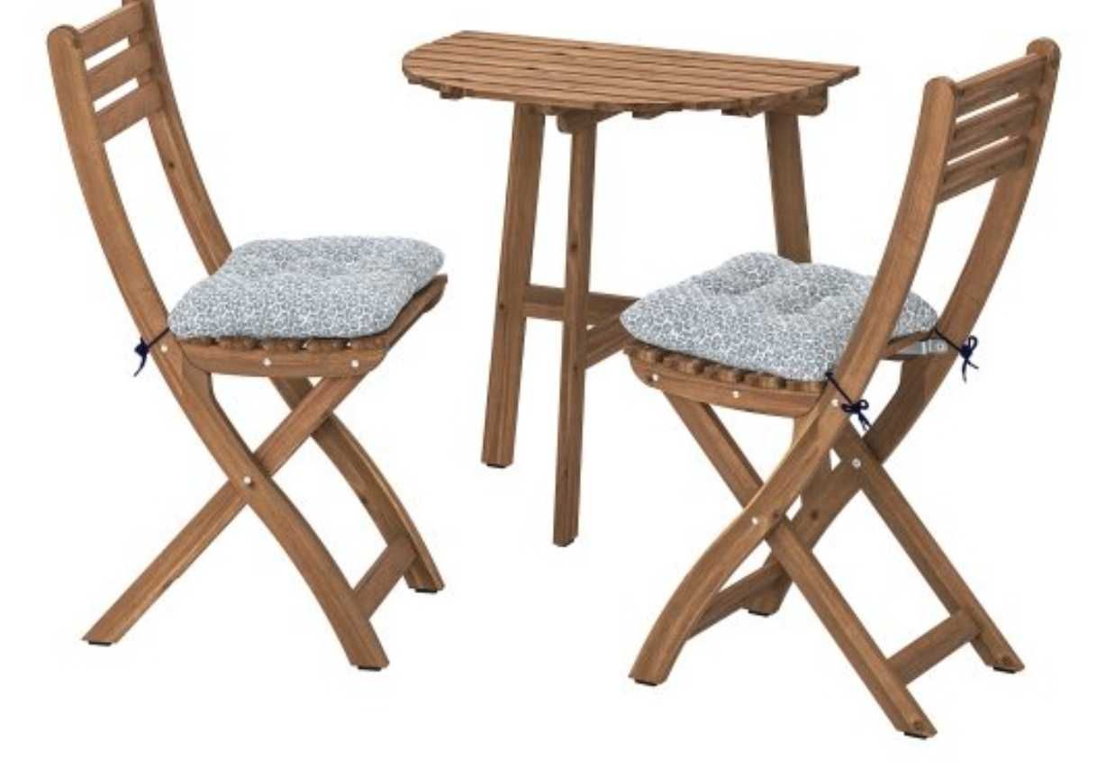 Комплект сгъваема дървена  Маса с два сгъваеми стола от IKEA