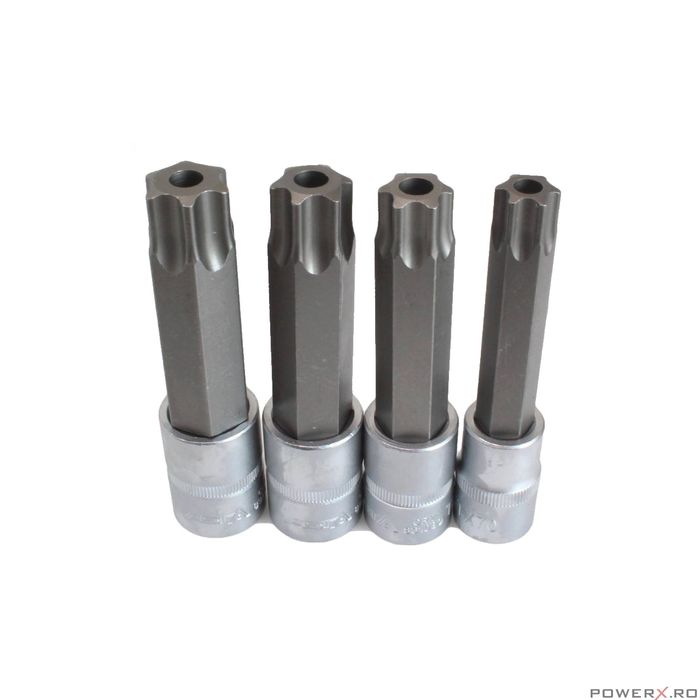 Set 4 chei biti torx TX70, TX80, TX90, TX100, 1/2", 100 mm, Asta