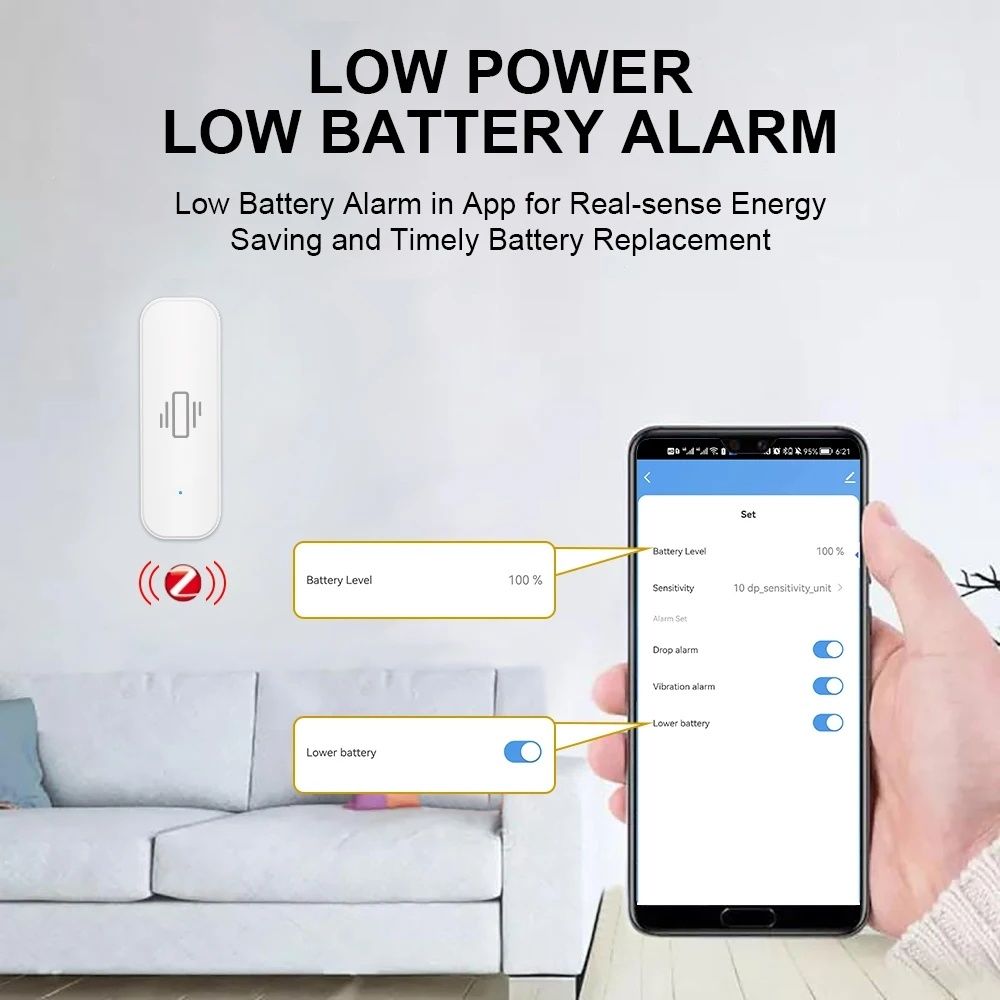 Tuya Smart WiFi или Zigbee Сензор за вибрации