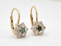 Cercei 14k cu diamante verzi si albe  naturale 1.8ct