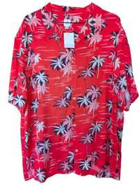 Мъжка риза с флорални елемнти H&M, 100% вискоза, Червена, XL
