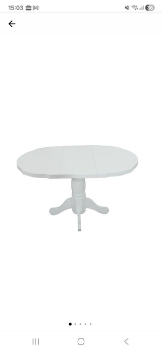 Vând Masa extensibila 100x135 cm, culoare alb, lemn masiv, blat MDF